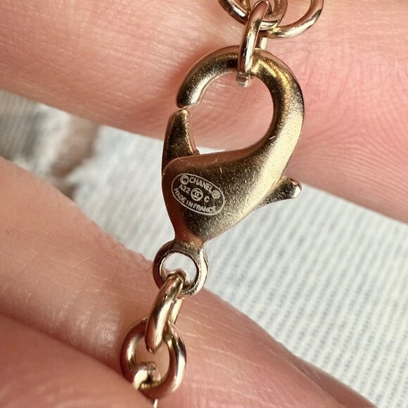 Chanel 22C Champagne Gold Crystals Pearls CC Chain Drop Necklace - Picture 9 of 11